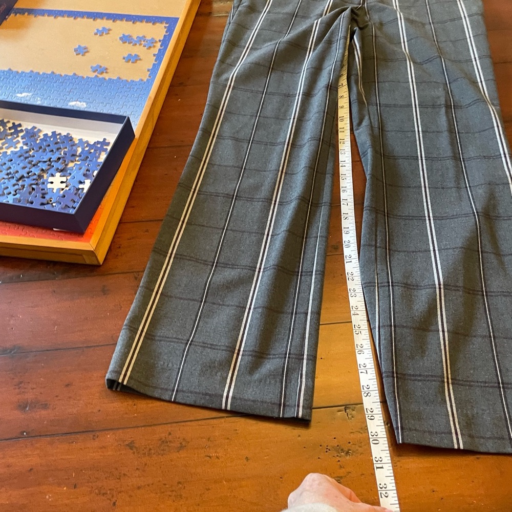 LOFT Gray Striped Wide-Leg Pants